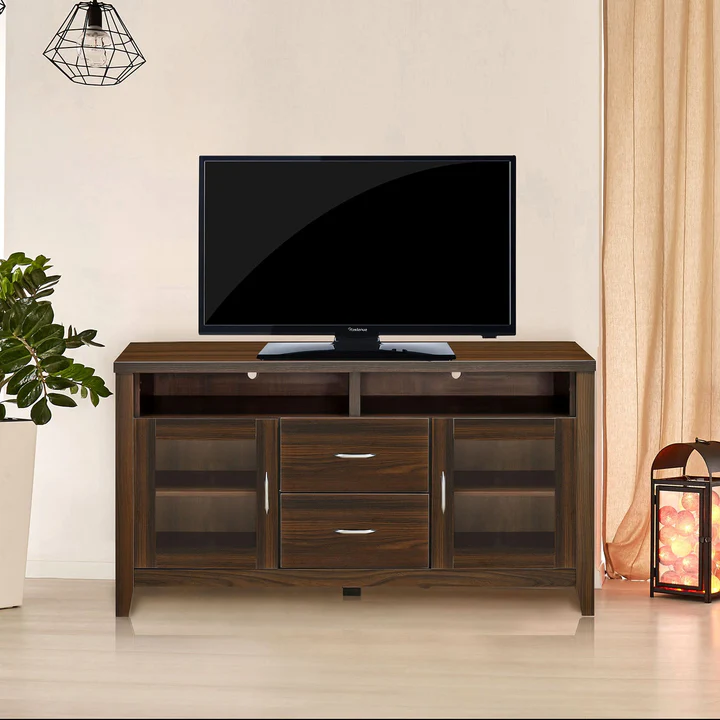 Classic Walnut TV Unit - Wooden TV Cabinet with Drawers & Storage, product view 1