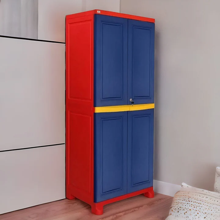 Freedom Multi-Purpose Plastic Wardrobe - 4 Door Cabinet (Red, Blue & Yellow), product view 1