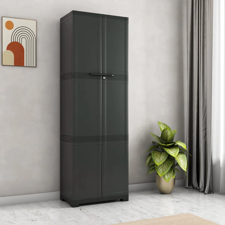 Premium 4 Door Storage Cabinet (Charcoal Grey Finish), product view 1