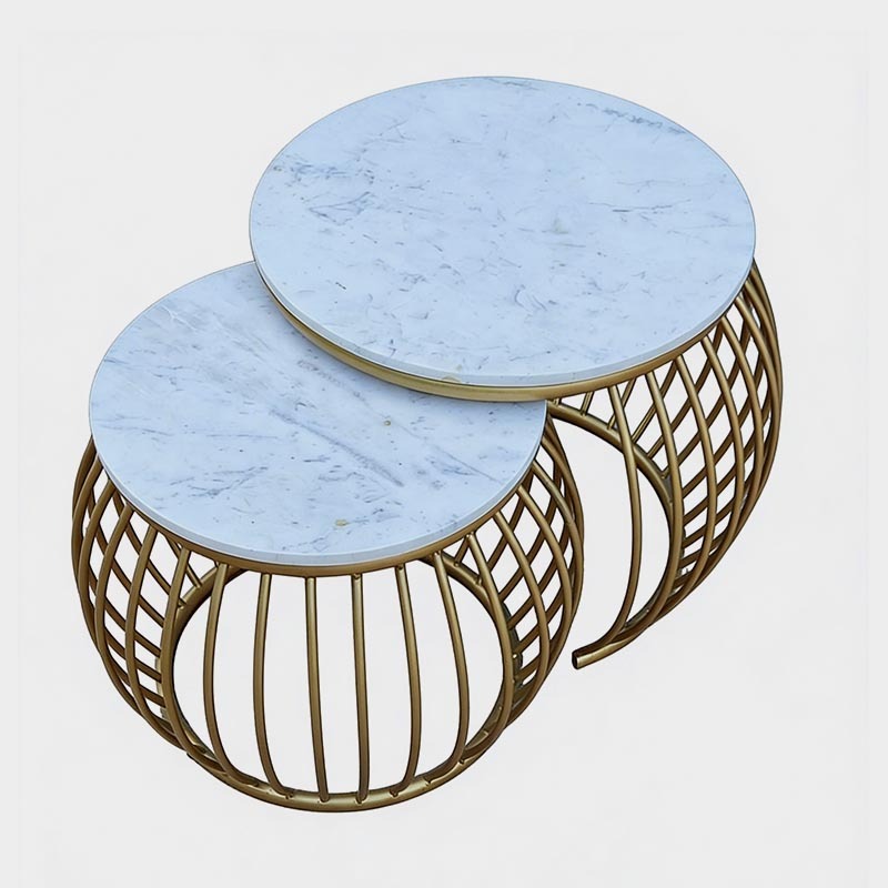 Modern Marble Top Nesting Coffee Table Set with Metal Frame, product view 1