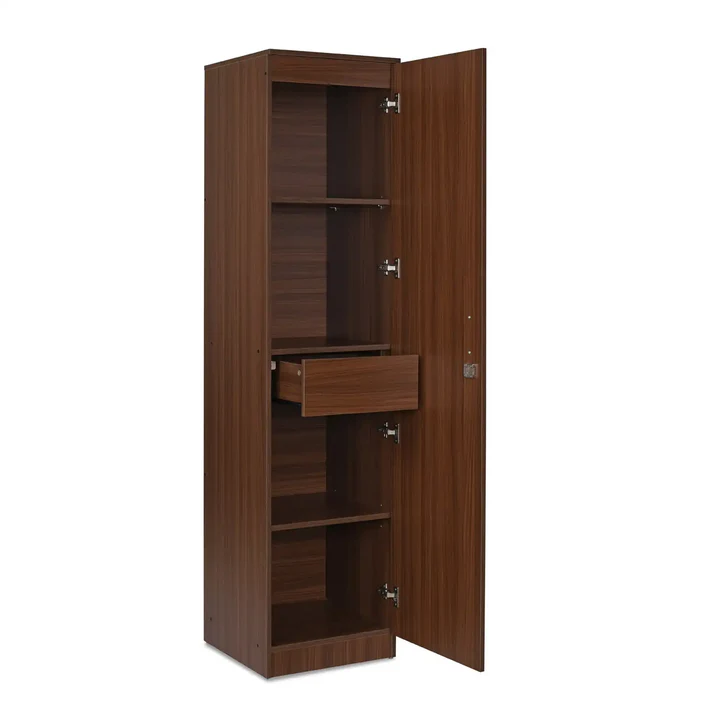 1 Door Wooden Wardrobe with Mirror - Slim Bedroom Almirah, product view 2