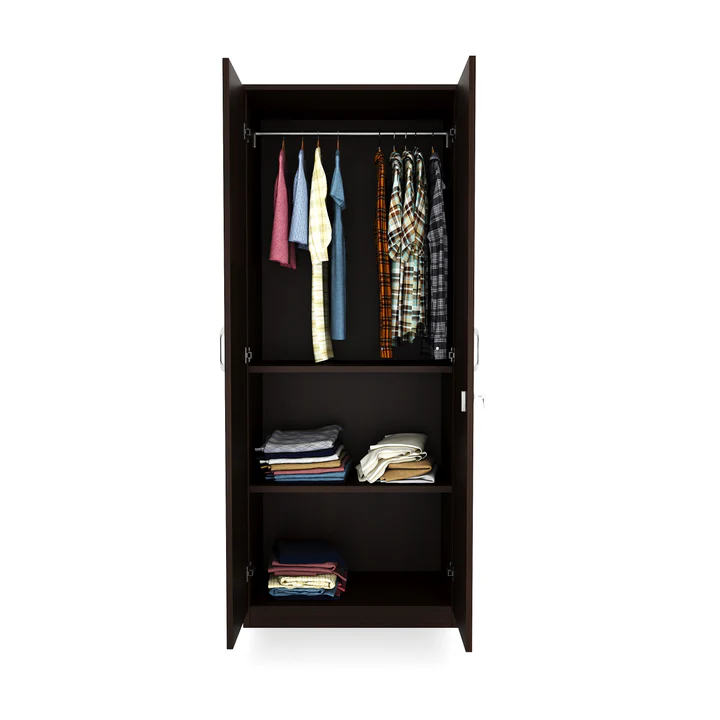 2 Door Wardrobe with Mirror - Compact Wooden Bedroom Almirah, product view 2