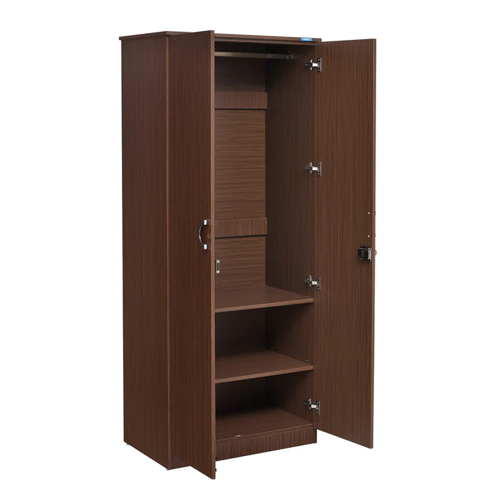 2 Door Wooden Wardrobe - Compact Bedroom Almirah with Lock, product view 2