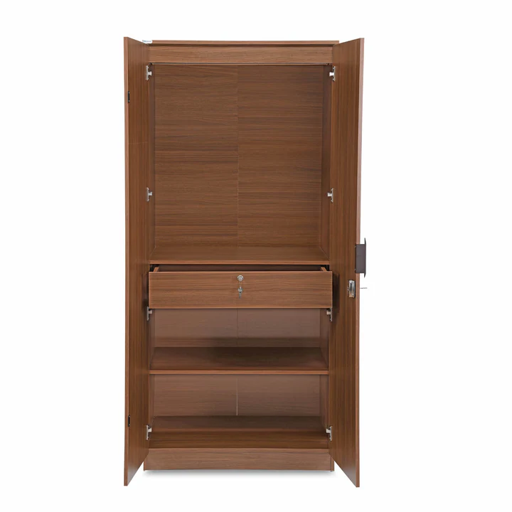 2 Door Wooden Wardrobe with Mirror - Compact Bedroom Almirah, product view 2