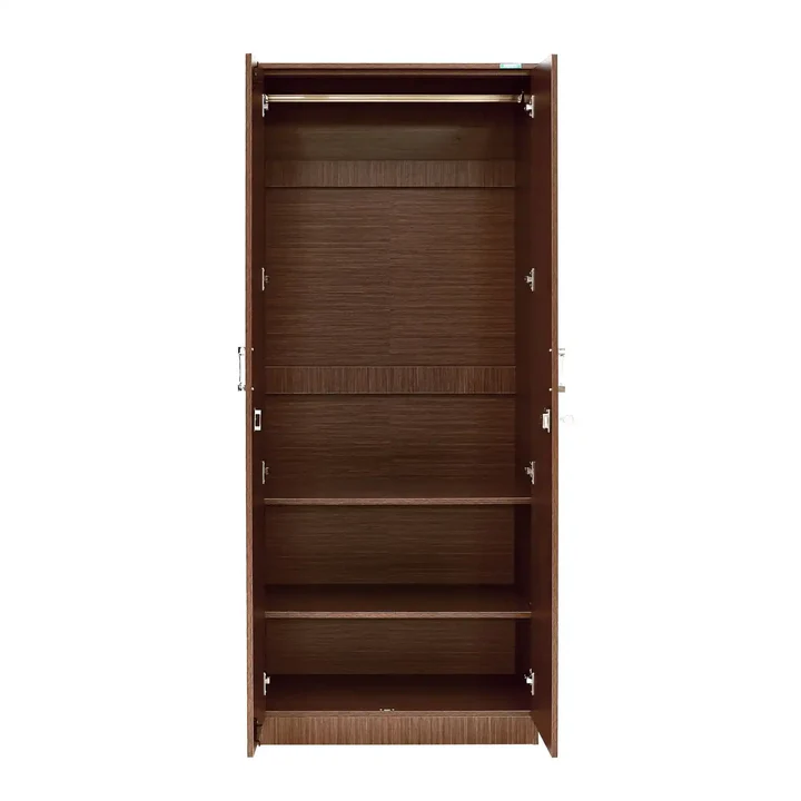 2 Door Wooden Wardrobe with Mirror - Compact Bedroom Almirah, product view 2