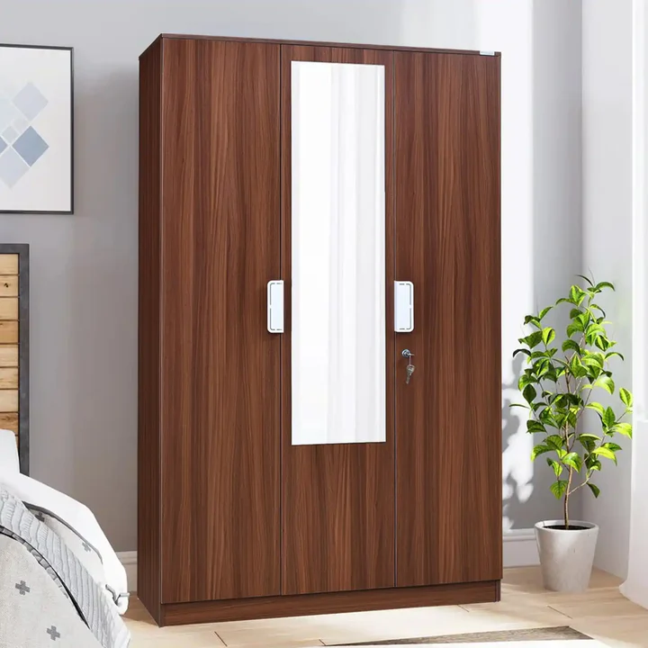 3 Door Wooden Wardrobe with Mirror - Spacious Bedroom Almirah, product view 1