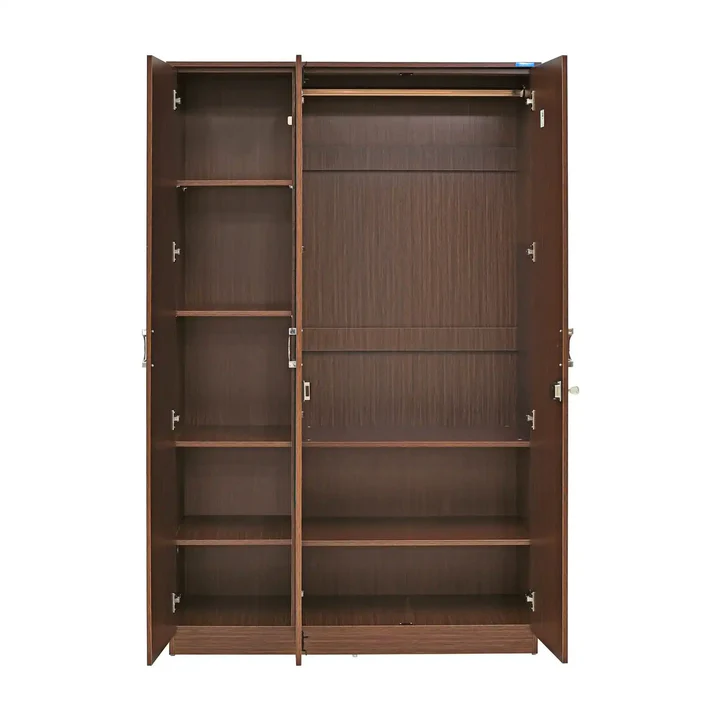 3 Door Wooden Wardrobe with Mirror - Stylish Bedroom Almirah, product view 2