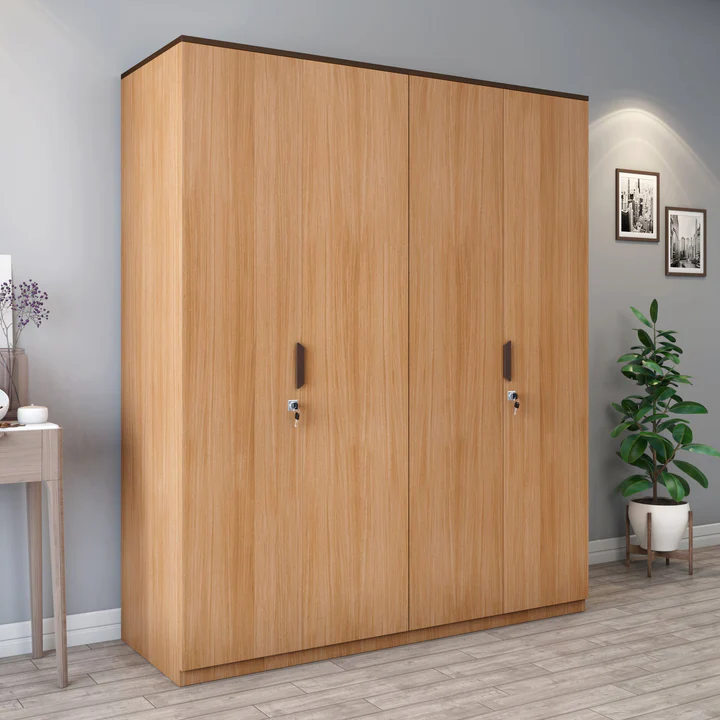 4 Door Wooden Wardrobe - Spacious Bedroom Storage Almirah, product view 1