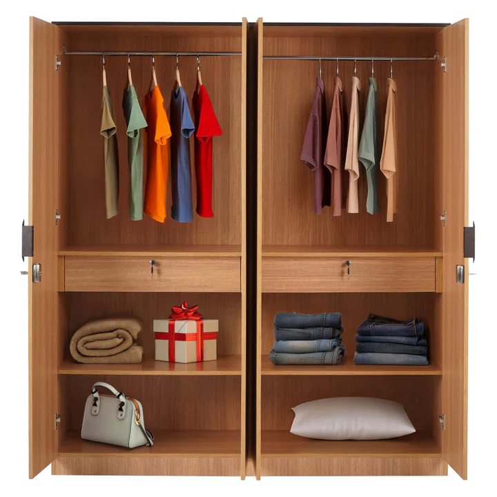 4 Door Wooden Wardrobe - Spacious Bedroom Storage Almirah, product view 2