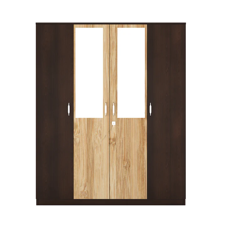4 Door Wooden Wardrobe with Dual Mirror - Premium Storage Almirah, product view 2