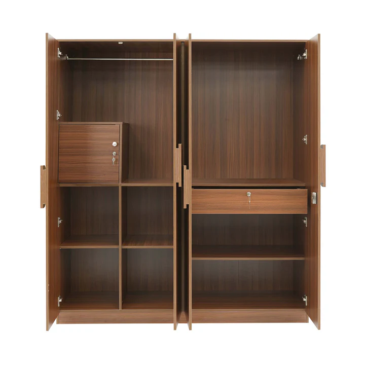4 Door Wooden Wardrobe with Mirror - Premium Bedroom Almirah, product view 2