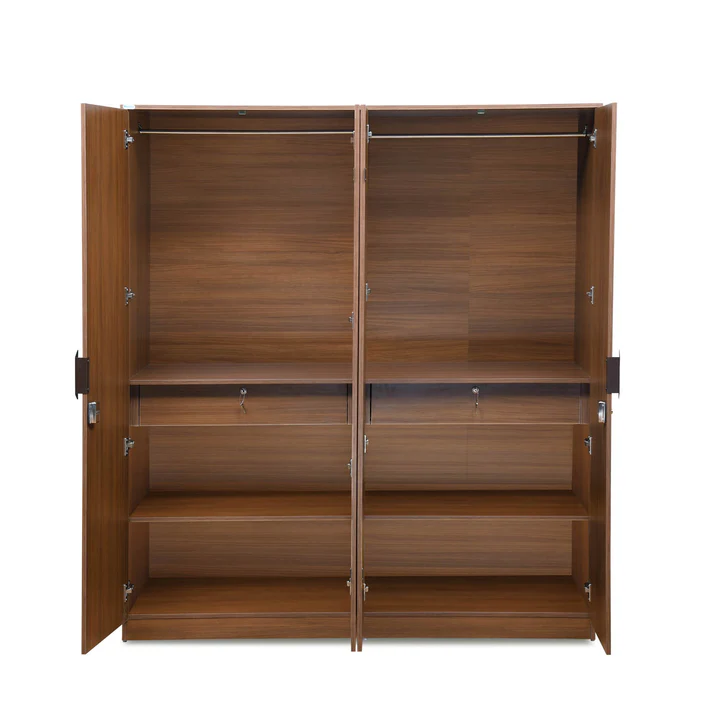 4 Door Wooden Wardrobe with Mirror - Spacious Bedroom Almirah, product view 2