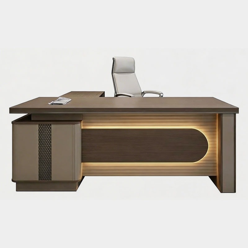 Premium Executive Office Table with LED Panel & Side Storage, product view 1