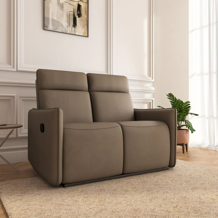 Carlton 2 Seater Manual Recliner Sofa (Light Brown) – Leatherette Reclining Sofa, product view 2