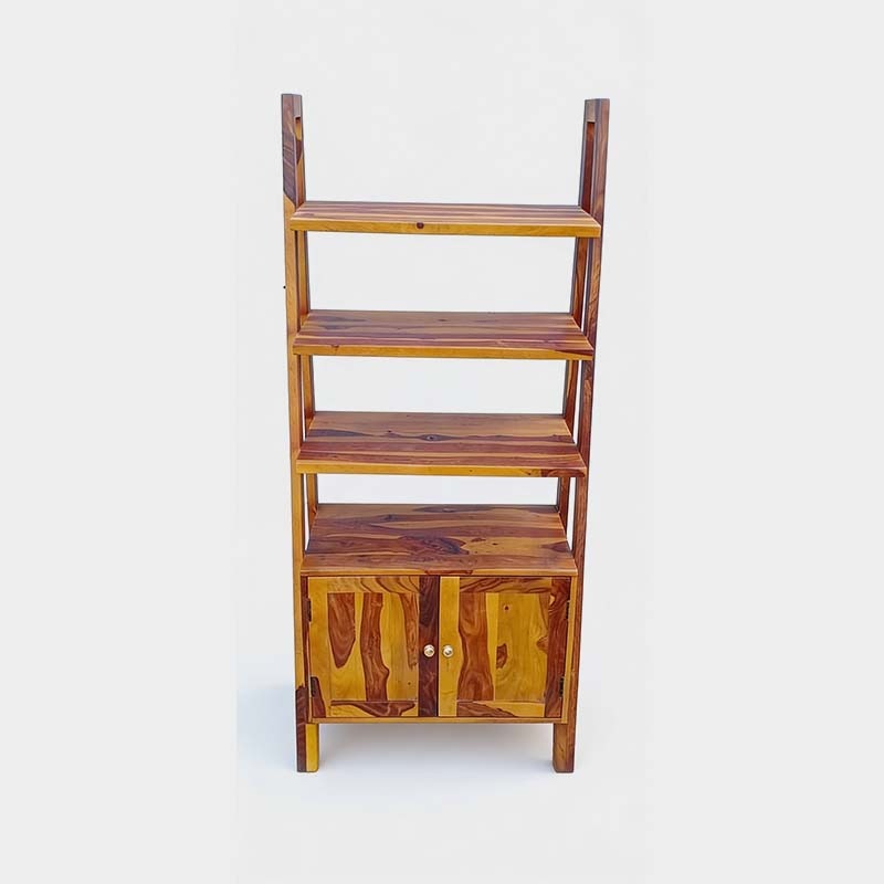 Premium Solid Wood Open Bookshelf with Storage Cabinet, product view 1