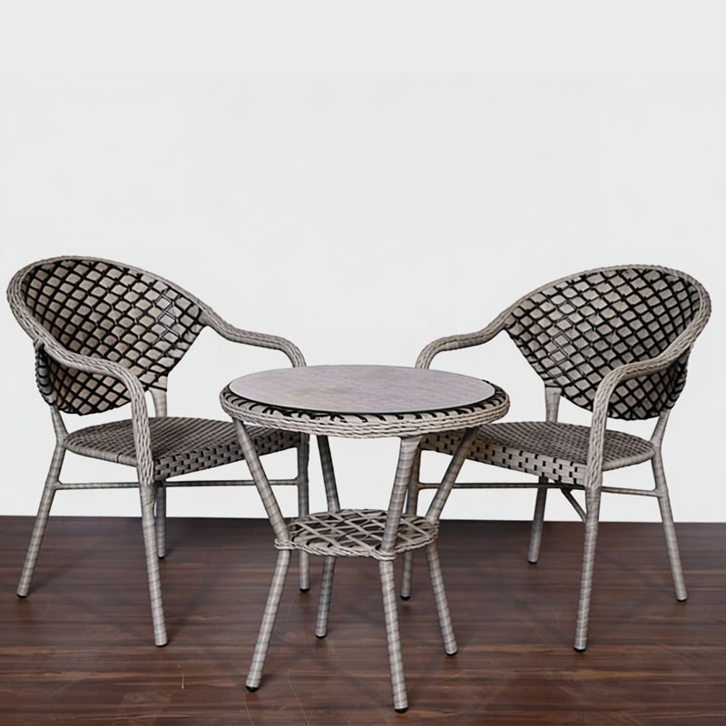 Dixy Garden Set – Synthetic Wicker Outdoor Furniture (Table + 2 Chairs), product view 1