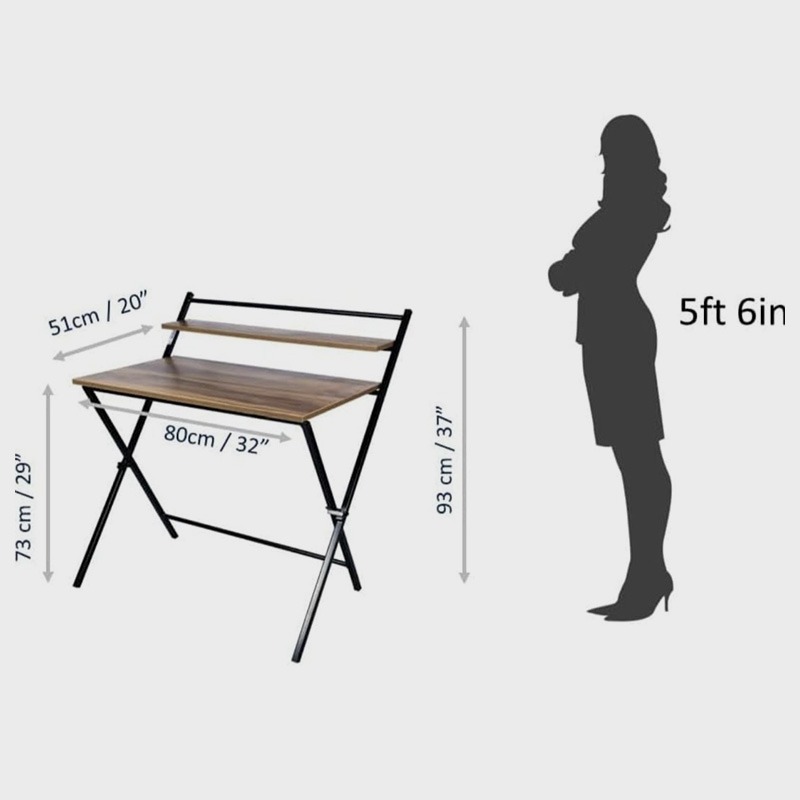Foldable Wooden Working Desk with Metal Frame, product view 4