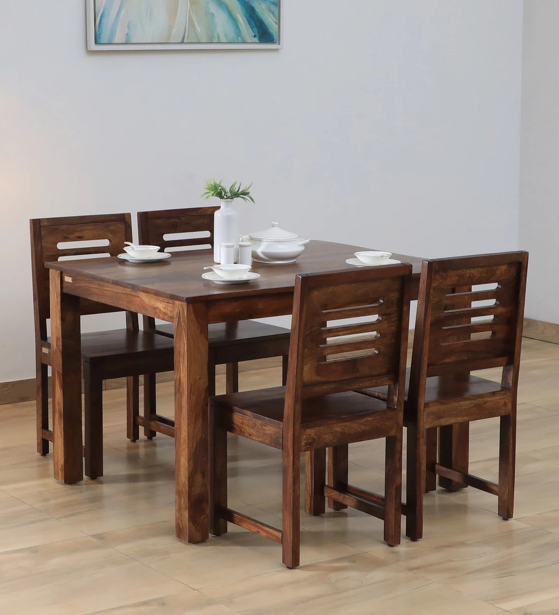 Brown 4-Seater Dining Table Set, product view 1